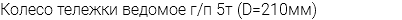 Колесо тележки ведомое г/п 5т (D=210мм)